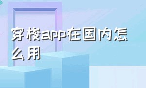 穿梭app在国内怎么用