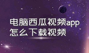 电脑西瓜视频app怎么下载视频