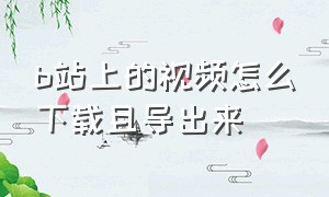 b站上的视频怎么下载且导出来