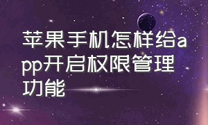 苹果手机怎样给app开启权限管理功能