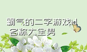 霸气的二字游戏id 名称大全男