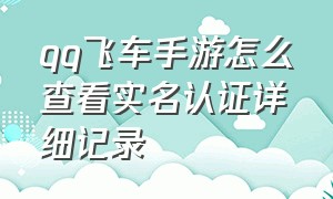 qq飞车手游怎么查看实名认证详细记录