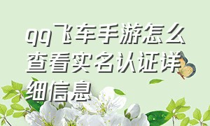 qq飞车手游怎么查看实名认证详细信息