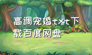 高调宠婚txt下载百度网盘