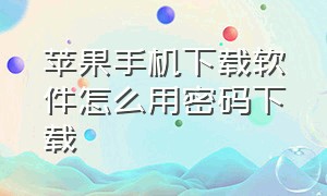 苹果手机下载软件怎么用密码下载