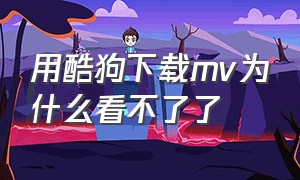 用酷狗下载mv为什么看不了了