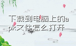 下载到电脑上的apk文件怎么打开