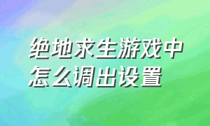 绝地求生游戏中怎么调出设置