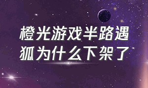 橙光游戏半路遇狐为什么下架了