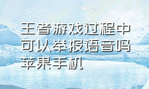 王者游戏过程中可以举报语音吗苹果手机