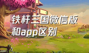 铁杆三国微信版和app区别