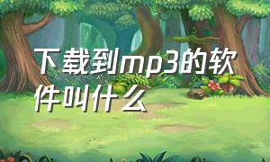 下载到mp3的软件叫什么